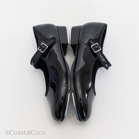 Capezio 3800 Women's 7.5 Tap Shoes Mary Jane Buckle Strap Tele Tone Patent Black - Picture 7 of 12